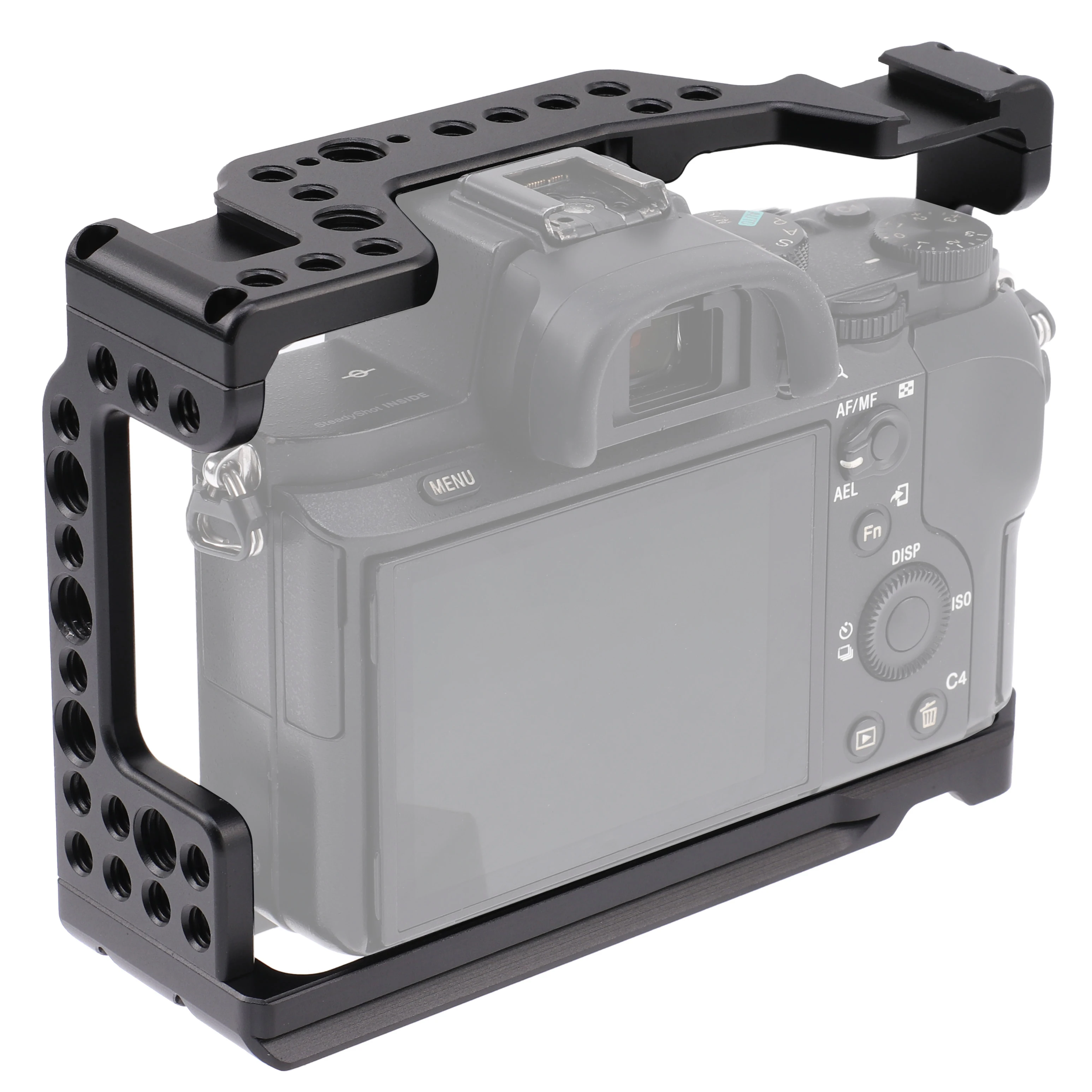 RaidNeo Full Camera Cage Rig for Sony A7III A7RIII A7II A9 Video Shooting Extension Stabilizer with Cold Shoe 1/4 3/8 Screw Hole