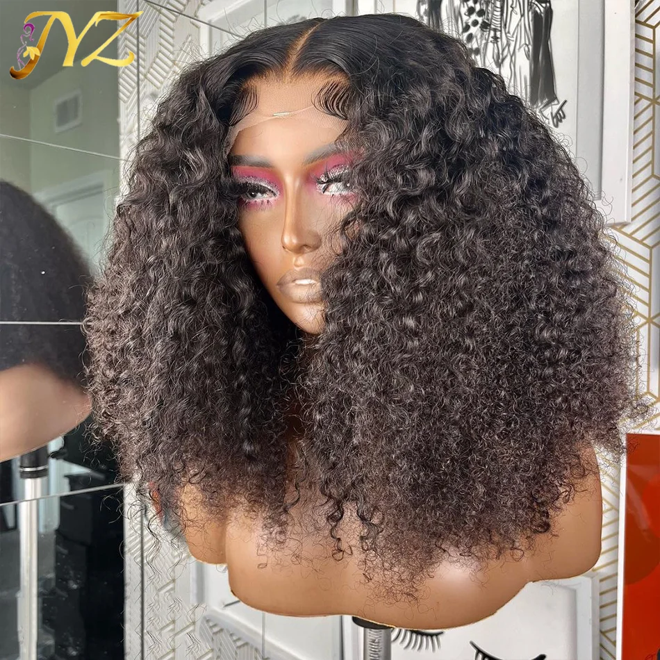 

3B 4C Kinky Curly Lace Frontal Human Hair Wigs Raw Brazilian For Women Afro Curly Edge Lace Clsoure Wig Natural Hairline On Sale