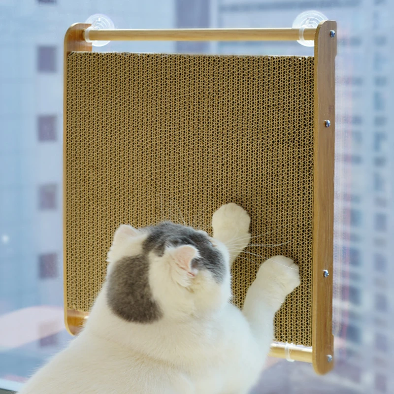 

Multifunctional Suction Cup Corrugated Paper Cat Scratch Board Wear-Resistant Suction Wall Toys For Cats Claw Sharpener