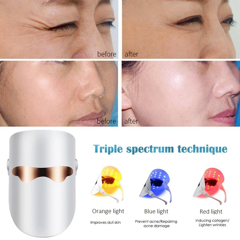 

LED Photonic Skin Instrument Light Skin Care LED Facial Mask Rejuvenation Wrinkle Acne Removal Skin Whitening Masks 3 Colors