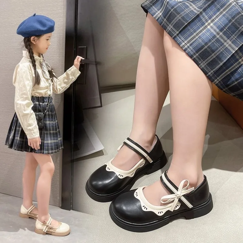 Туфли принцессы для девочек Новинка Весна 2024 кожаные туфли осенняя модная обувь