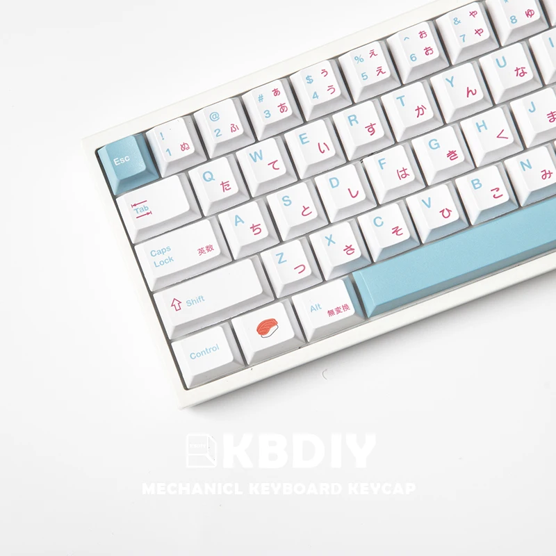 KBDiy суши PBT колпачки для ключей персонализированные Японские Аниме Белые