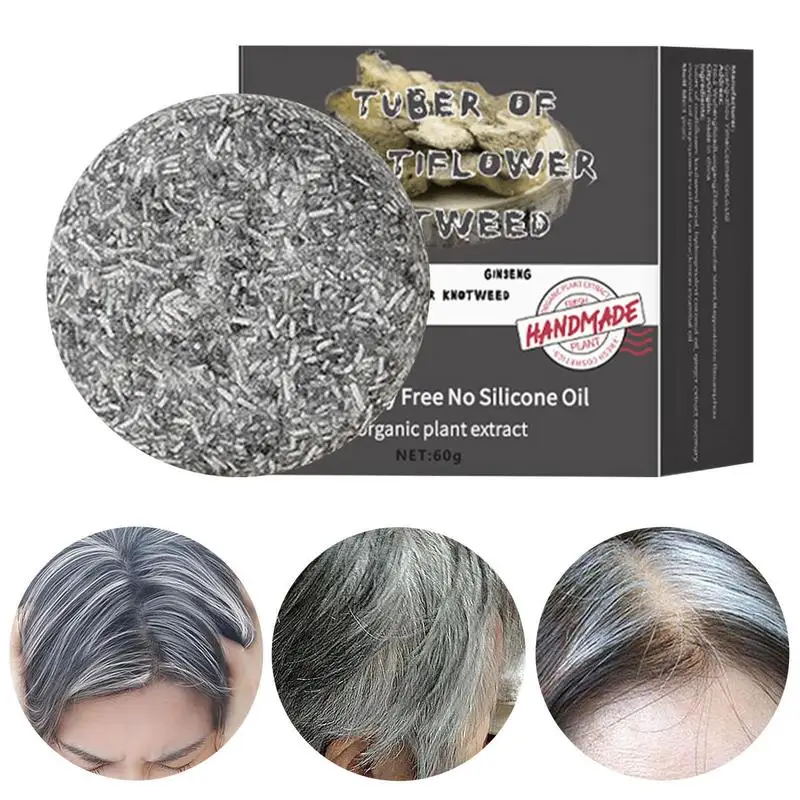 

Шампунь-бар для роста седых волос, шампунь-бар для роста седых волос с экстрактом He Shou Wu, мыло для восстановления густых и густых волос