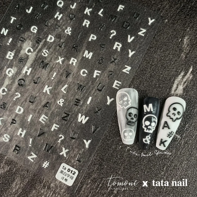 

Tomoni 5D Acrylic Engraved Adhesive Sticker Japanese Color English Alphabet Symbol Nail Art Decoration Stickers Decal Slider