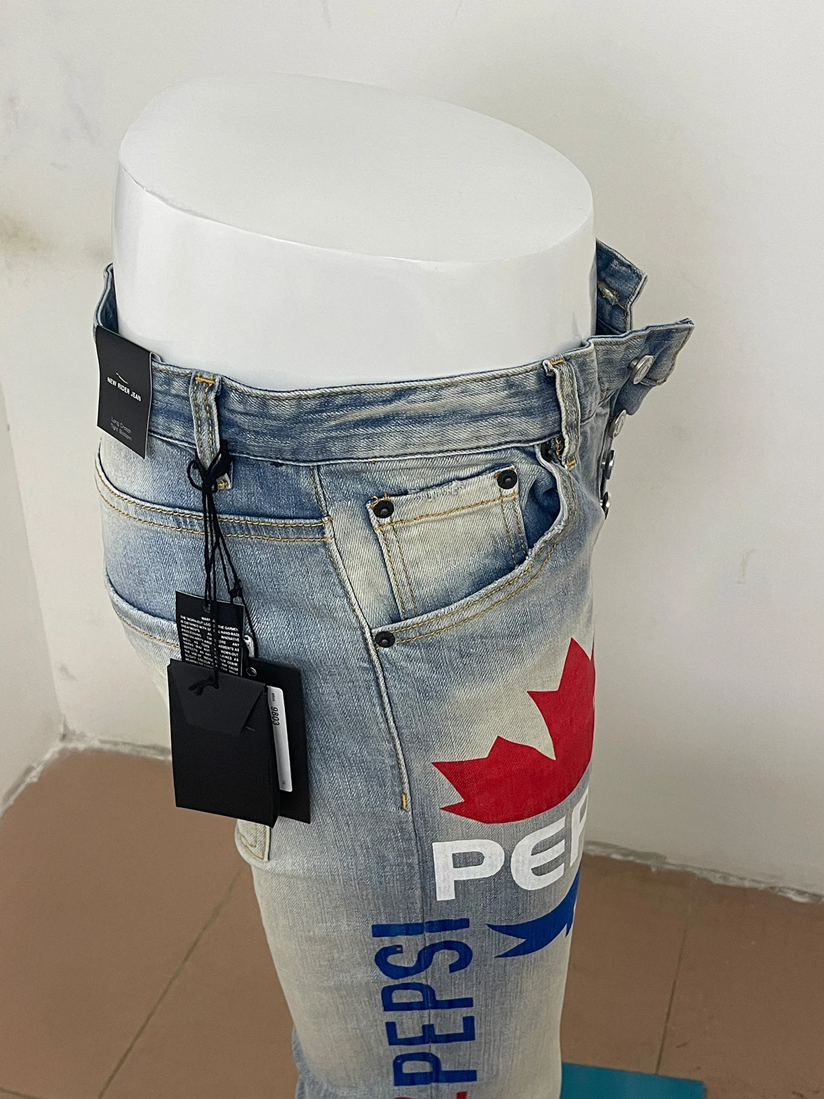 Spring 2023 new jeans men's D2 Jeans Slim Small Feet Micro bullet print casual wash light-colored tide