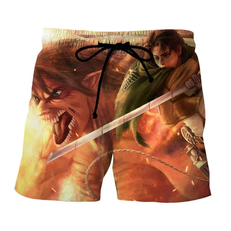 

Anime Attack on Titan Beach Shorts Men Harajuku Fashion 3D Eren Jaeger Printing y2k Shorts Surf Short Pants Swim Trunks Swimsuit