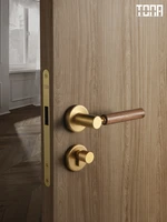 tona brass copper interior door lock wooden door handle mute gate lock door hardware silent lock for home wood lock walnut