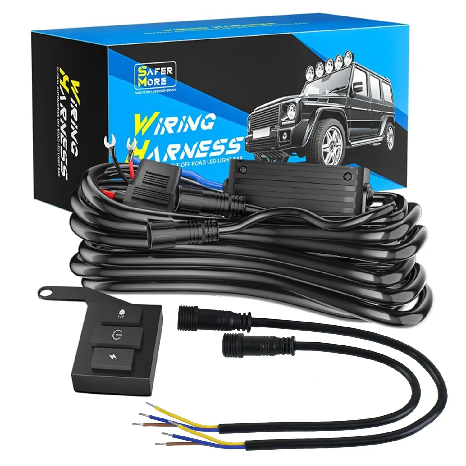 

Комплект жгутов проводов световой панели с дистанционным управлением, 5 режимов и 3 переключателя включения/выключения, предохранитель с защитным лезвием 18 AWG, 2 провода для автомобиля 12 В