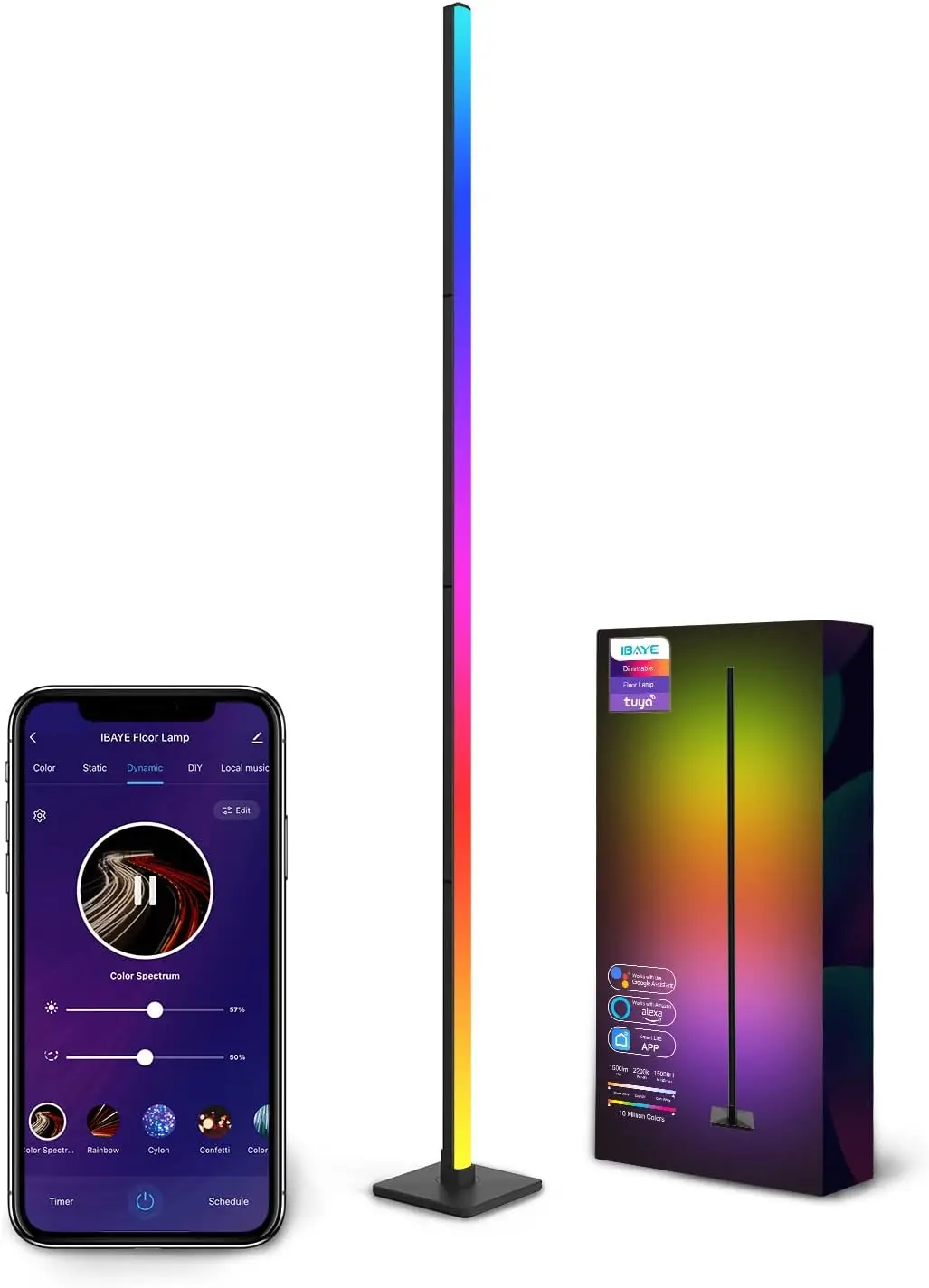 

Floor Lamp,LED Smart Floor Lamp,16 Million Colors, DIY & Scene Mode,Music Sync,compatible with Google Assistant and Alexa,Wi Nog