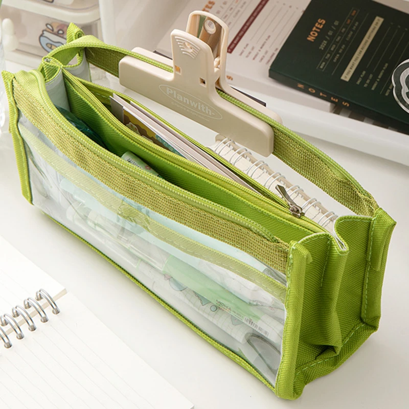 

4 Layers Large Capacity Pencil Bag Stationery Supplies Aesthetic Transparent Pen Case Girl Zipper Pencil Pouch School Supplies