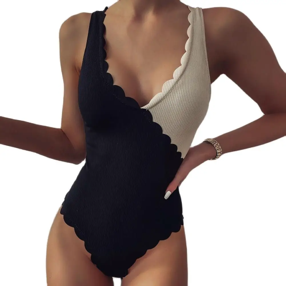 

Stylish Women's Lace One-piece Swimsuit with Deep V-neck