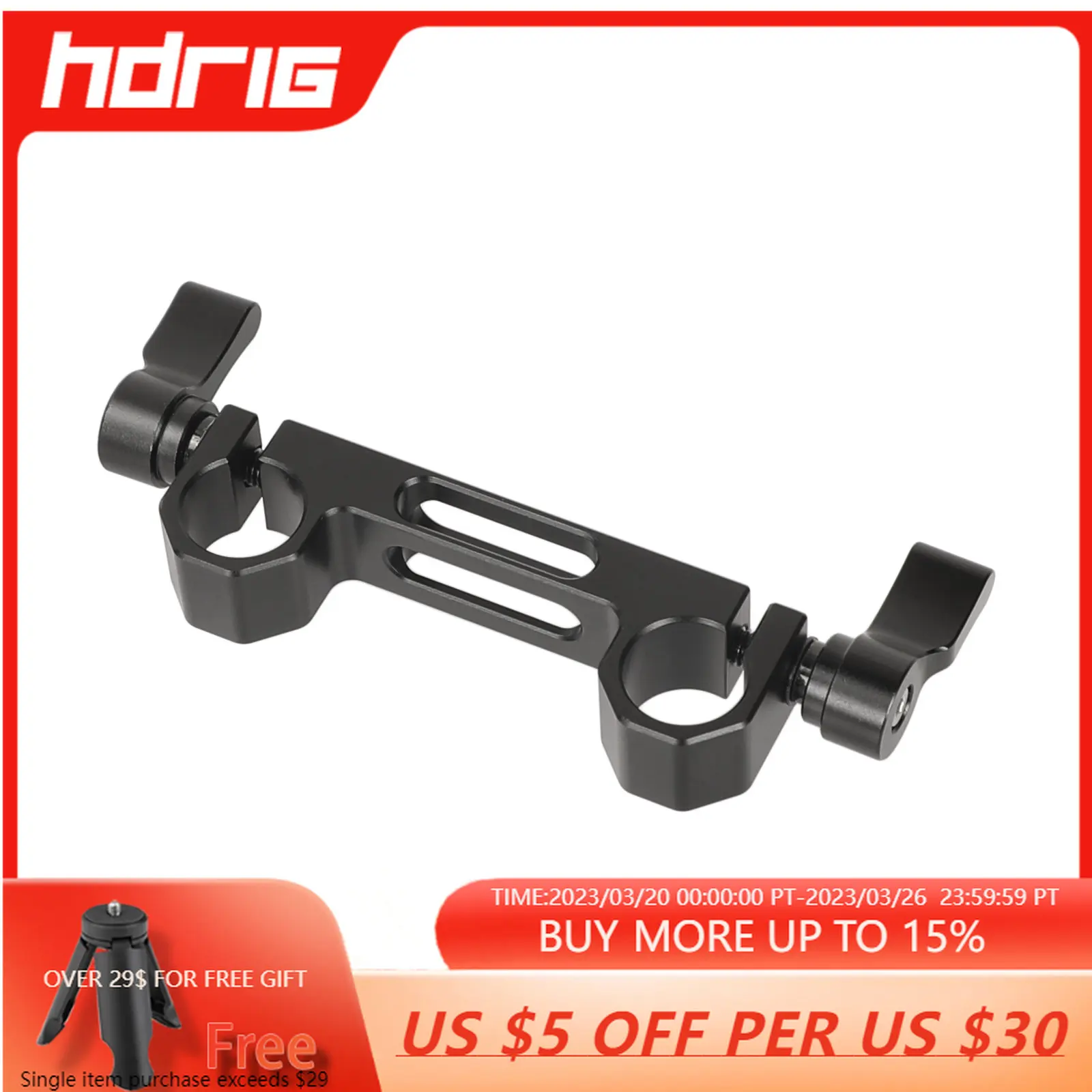 

HDRIG Light Weight 15mm Rod Clamp Railblock With Central Mounting Grooves For Photographic Rod Support Setup