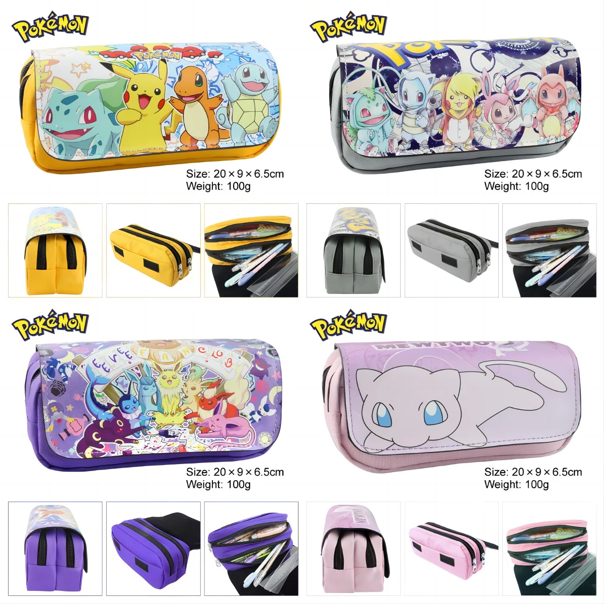 

All Kinds Styles Pikachu Pokemon Pencil Bag High Quality Nylon Pokemon Pencil Case Children Back To School Supplies Stationery