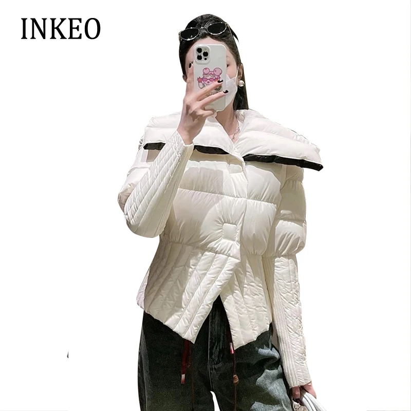 Short Down jacket Slim Women Winter Elegant Designer Long sleeve Puffer jacket Female Patchwork Parkas 2023 Korean Outwear 2O385