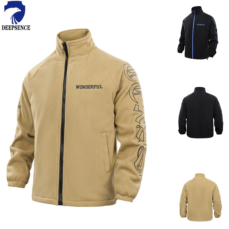 

DEEPSENCE Men's Jacket Embroidered Stereoscopic Collar Outdoor Casual Men's Jacket Windbreaker Autumn and Winter Jacket Men