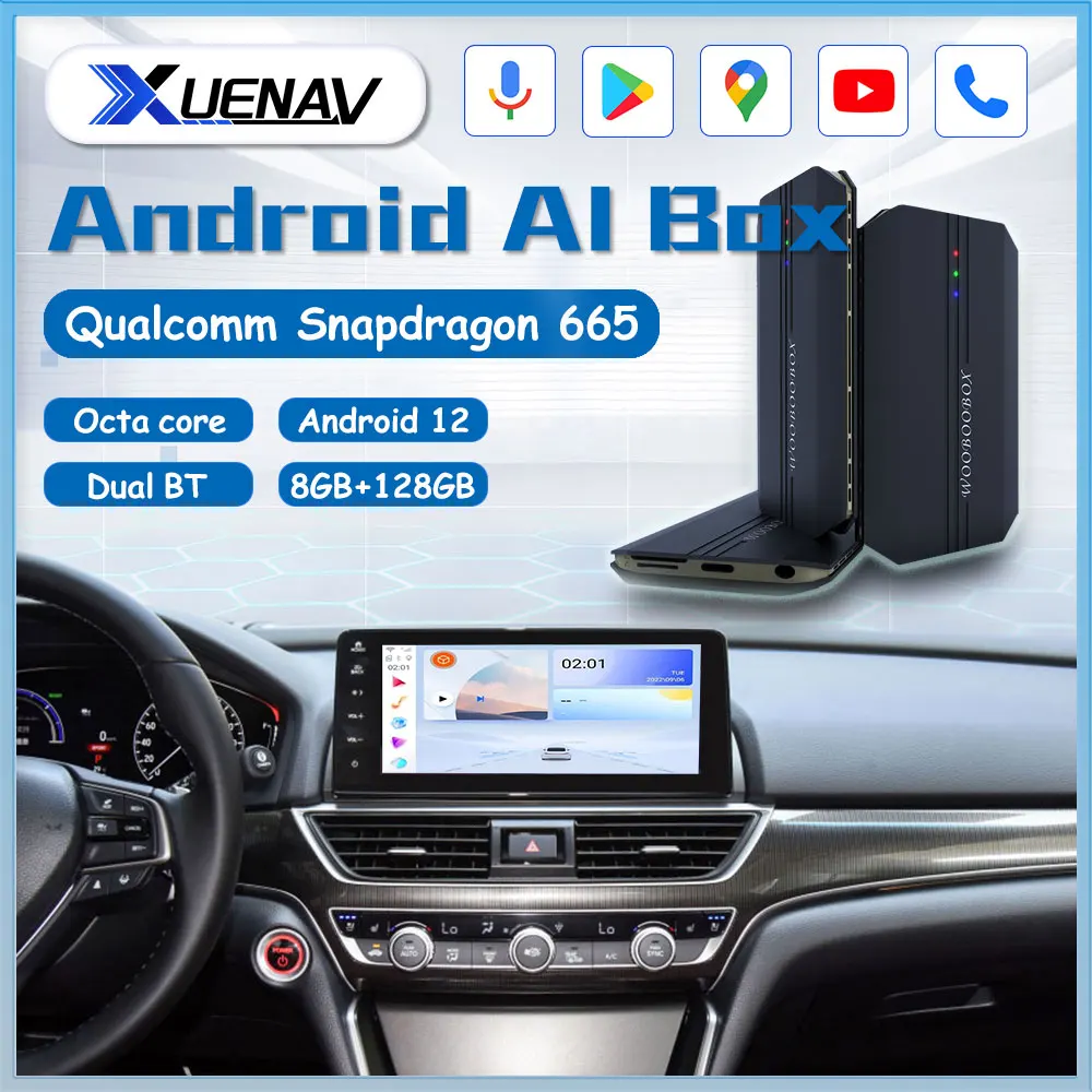 

Carplay Ai Box Android 12,0 автомобильный мультимедийный плеер Новая версия 8 + 128G беспроводной для Apple Carplay Android Авто Google Tv Box