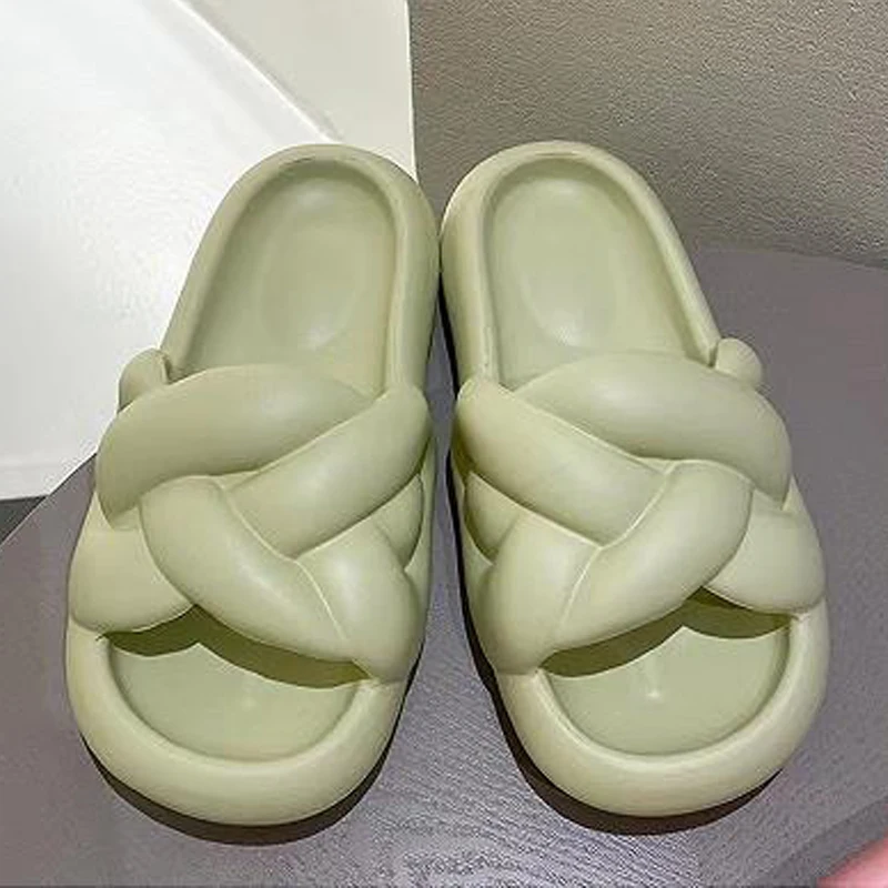 Comwarm Home Cloud Slippers For Women Cross Design Sandals Female Soft Sole Bathroom Sandals Outdoor Beach Thick Bottom Slides