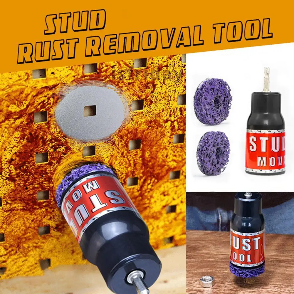 

Stud Rust Removal Tool Set Bolt Derusting Wheel Hub Cleaning Tools Hardware Rust Remover Drill Adapter For Power Rust Removing