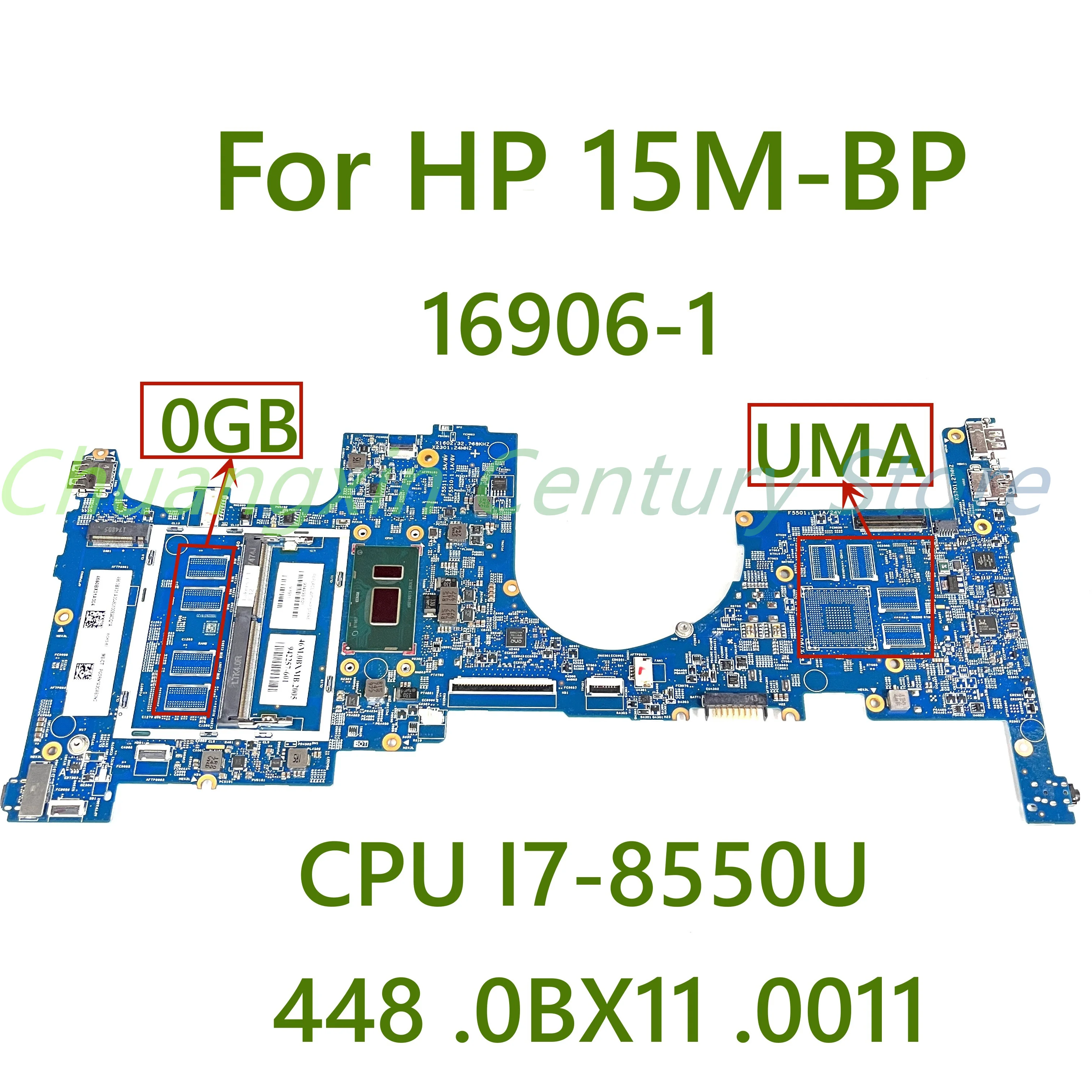 

448. 0BX11. Материнская плата для ноутбука HP 15M-BP 0011-1 с процессором I7-8550U 16906, протестирована, полностью работает
