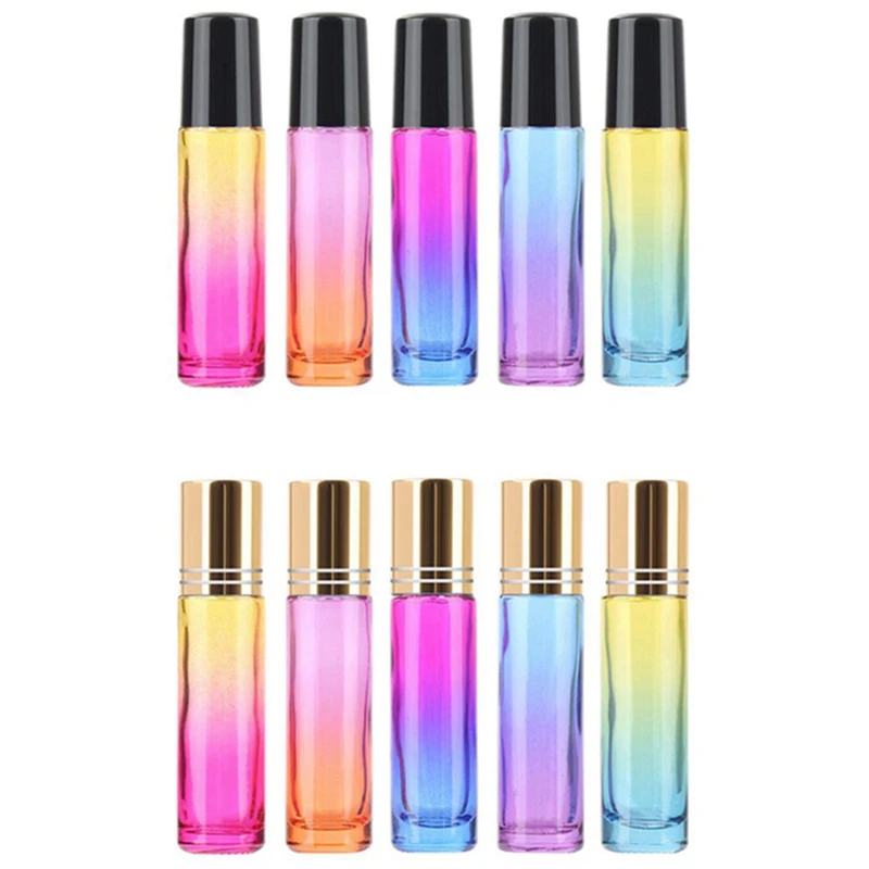 

Gradient Ball Bottle 10Pcs 5Ml /10Ml Thick Glass Roll On Essential Oil Empty Parfum Bottles Roller Ball 5 Colors Bottle