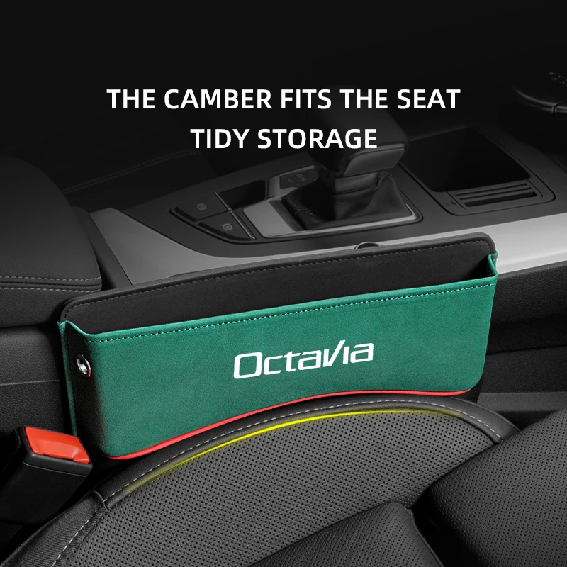 

Multifunction Seat Crevice Storage Box For Skoda Octavia auto Car Seat Gap Organizer Seat Side Bag Reserved Charging Cable Hole