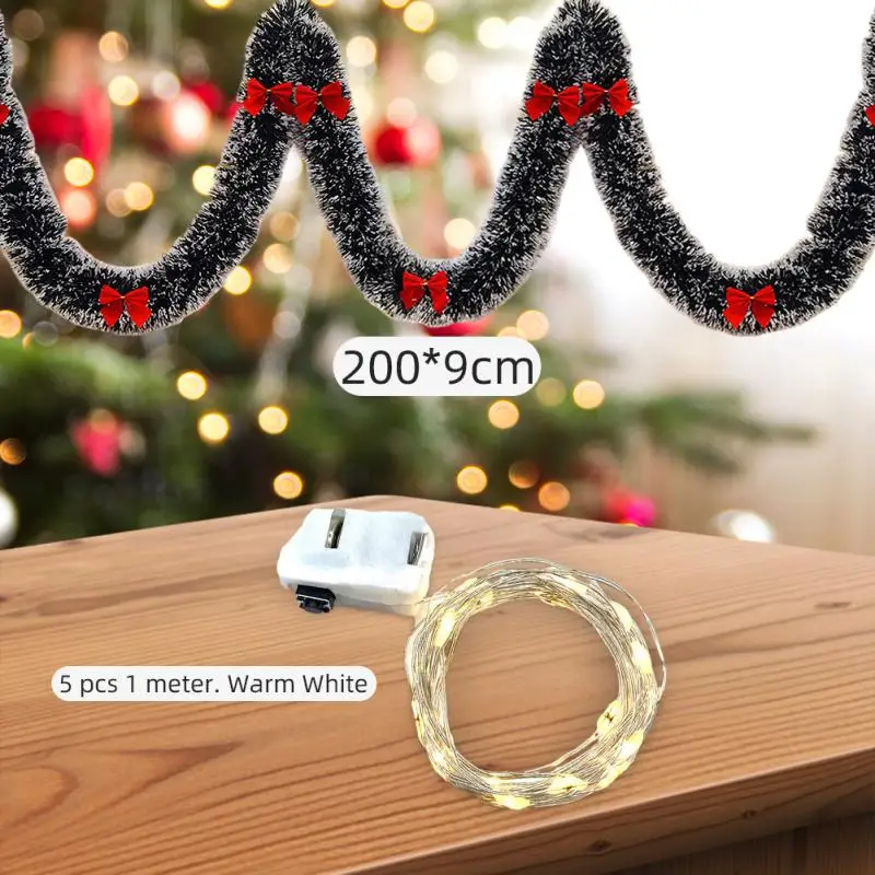 

Декоративная гирлянда для камина, темно-зеленая с белым краем, рождественские стримеры, уличное освещение, галстук-бабочка