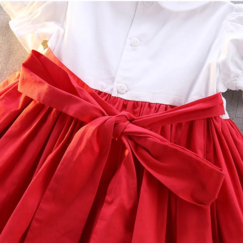 Girls Octoberfest Dress Bavarian Carnival Clothes For Kids German Beer Wench Costume Dirndl Cotton With Apron Stretch Cuffs