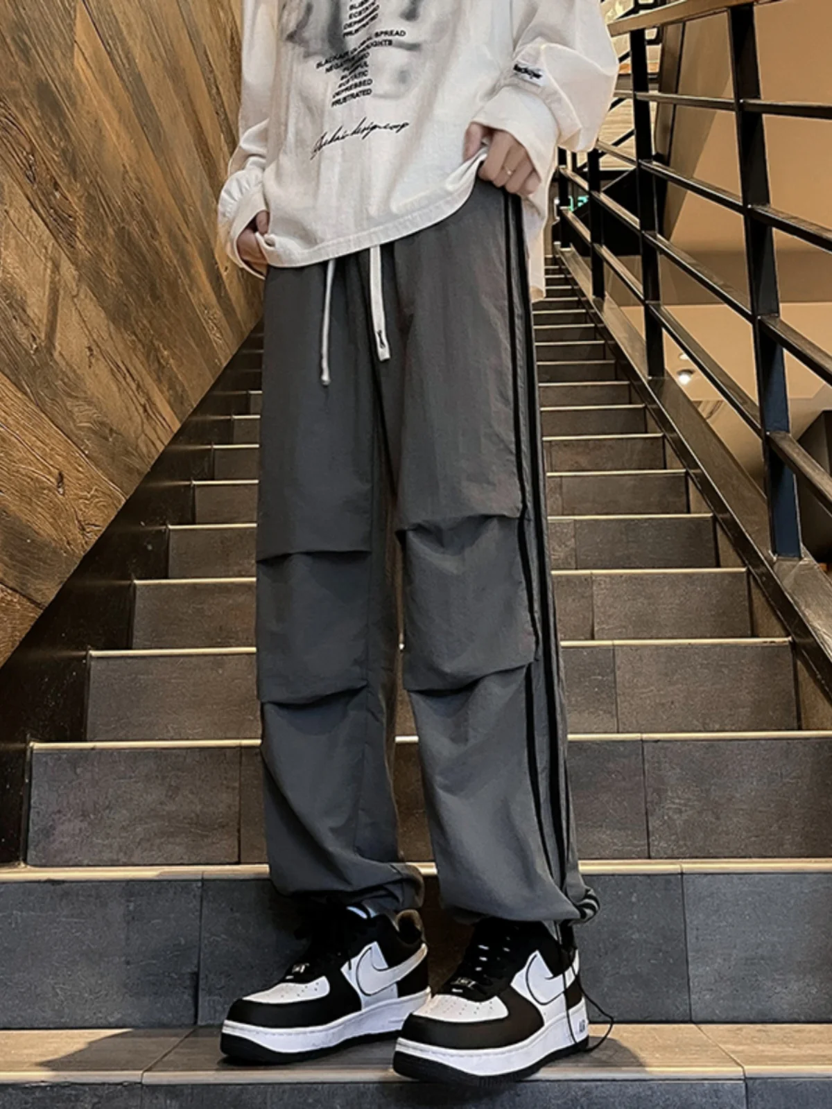 Повседневные брюки в трехполюсную полоску мужские осенние модные брендовые