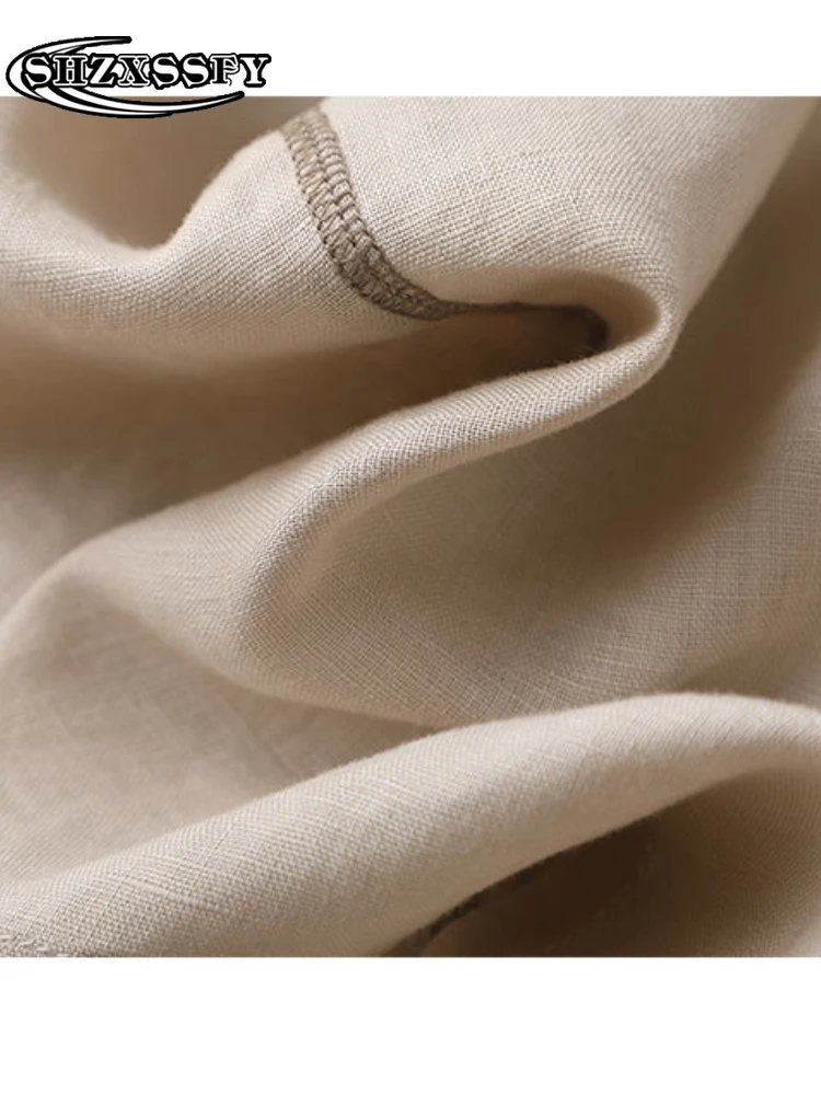 Футболка женская хлопково-льняная с круглым вырезом свободная повседневная