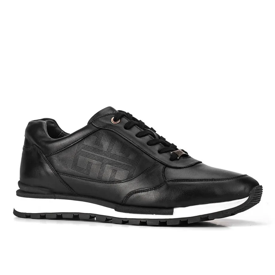 

Genuine leather black lace-up men's sneakers
