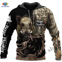 2022 spring and autumn new boar hoodie men 3d hunter clothes animal print harajuku sportswear anime jacket hunting clothes men