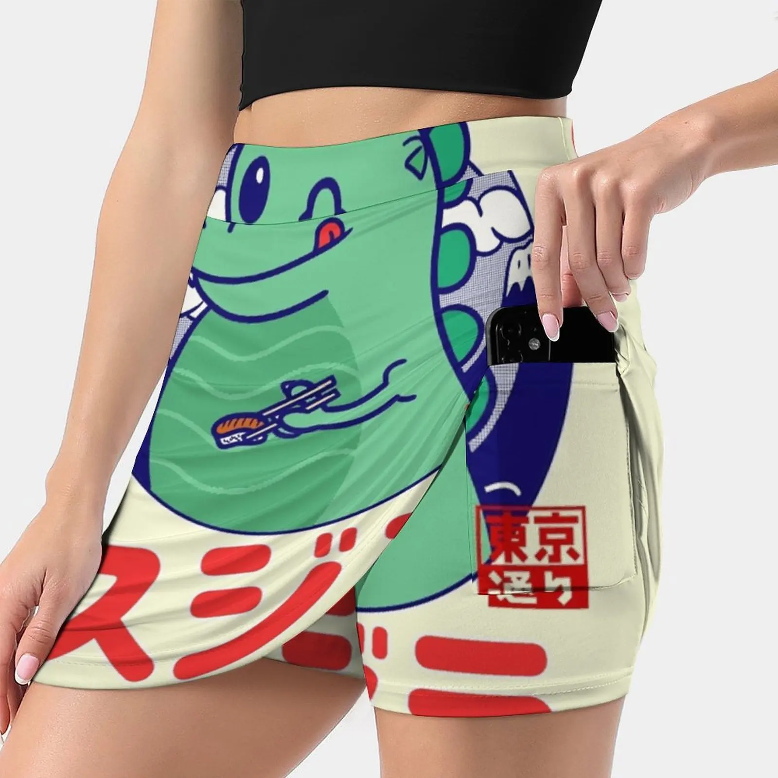 

Женская модная спортивная юбка с карманами для суши, теннисная юбка для игры в гольф, юбка для бега, милая аниме-юбка с рамен, еда