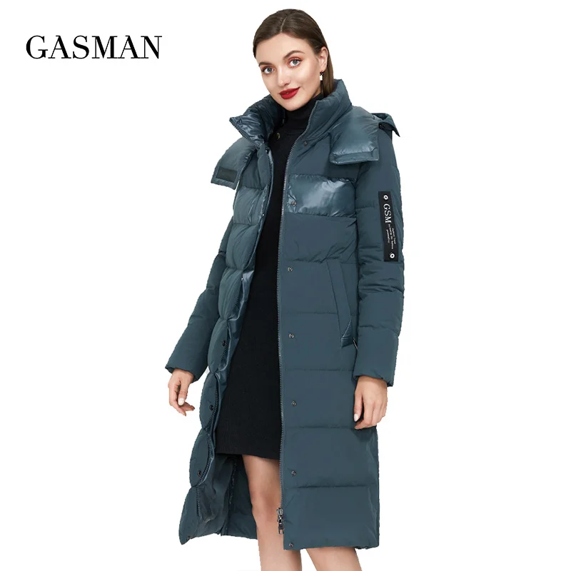 

Зеленая Модная брендовая теплая парка GASMAN с капюшоном, женская зимняя куртка, верхняя одежда, Женское пальто, женская толстая куртка-пуховик в стиле пэчворк 003