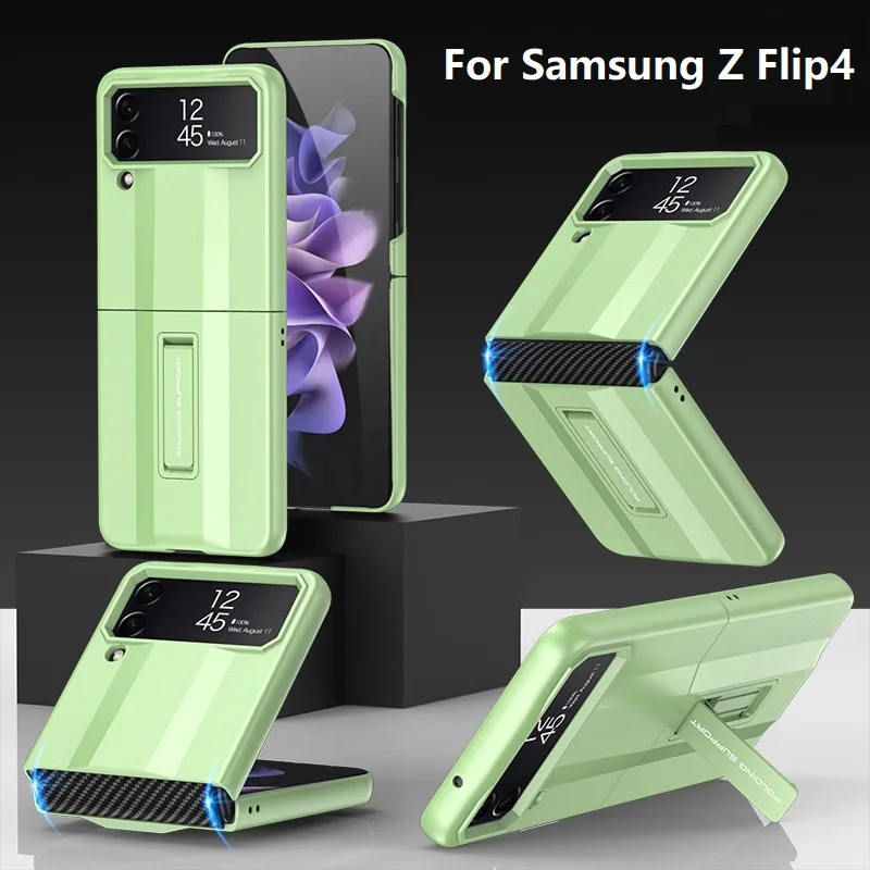 

Luxury Phone Case for Samsung Galaxy Z Flip4 Case with Stand Phone Holder Hard PC Shockproof Cover for Samsung Z Flip 4 Case