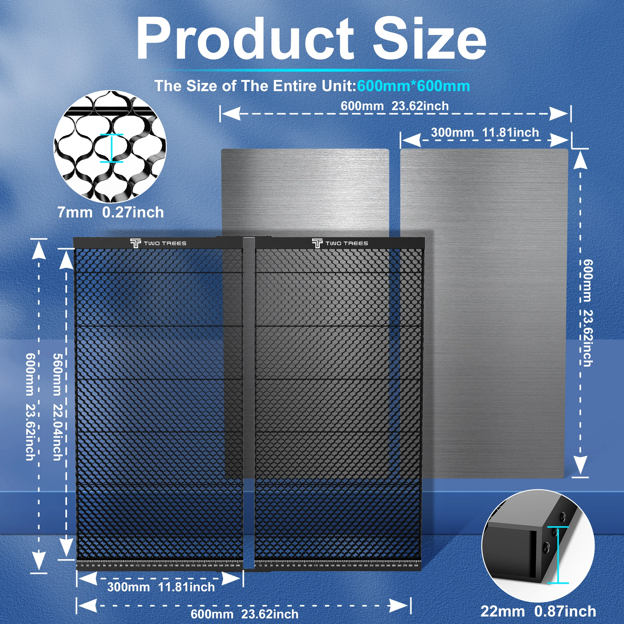 Рабочий стол Twotrees Spliceable Honeycomb 600x600x22 мм 2 в 1 для лазерного гравера машины резки CO2