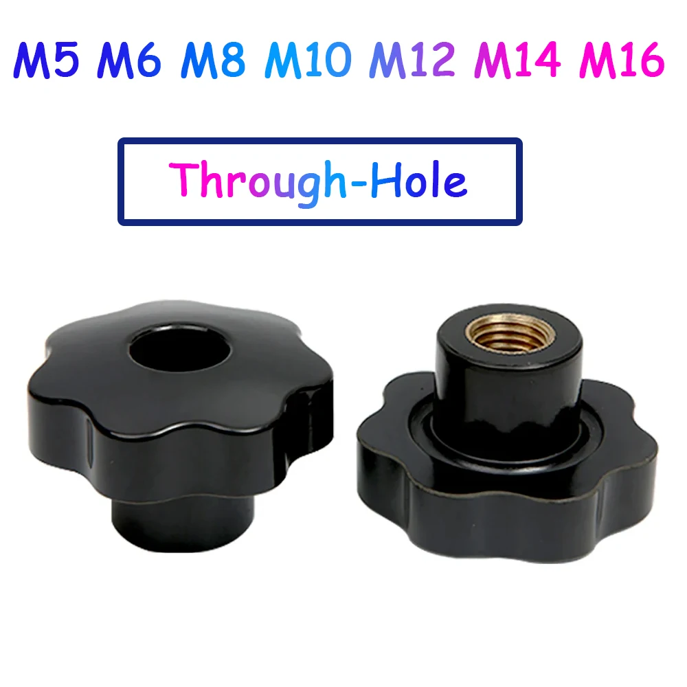 

Through-Hole Plum Handle Nuts M5 M6 to M16 Bakelite Hand Tighten Nuts Star Mechanical Black Thumb Nuts Clamping Knob Manual Nuts