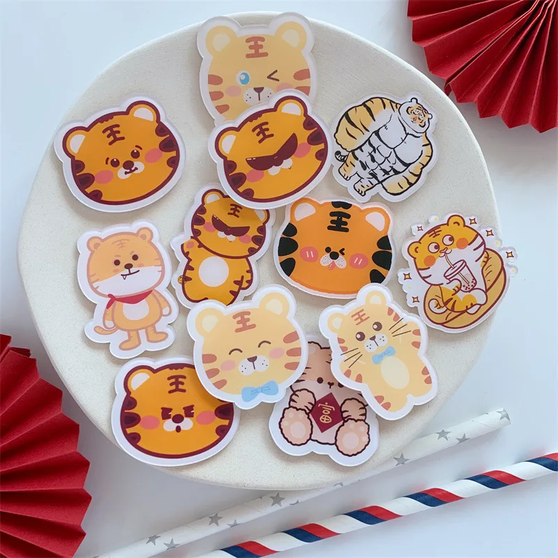 

Happy New Year Tiger Refrigerator Sticker Cartoon Tiger-head Magnet