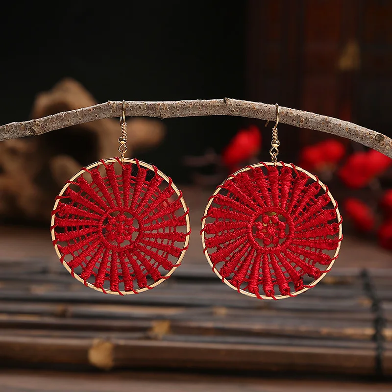 

Mesh Pattern Woven Earrings for Women's New European and American Tassel Earrings Korean Fashion Accessories for Women