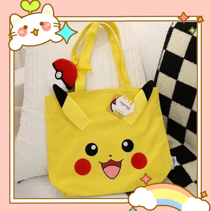 

Pokemon Pikachu Shoulder Bag Smile Cute Storage Bag Kawaii Messenger Send Girlfriend Doll School Bag Children Christmas Gift