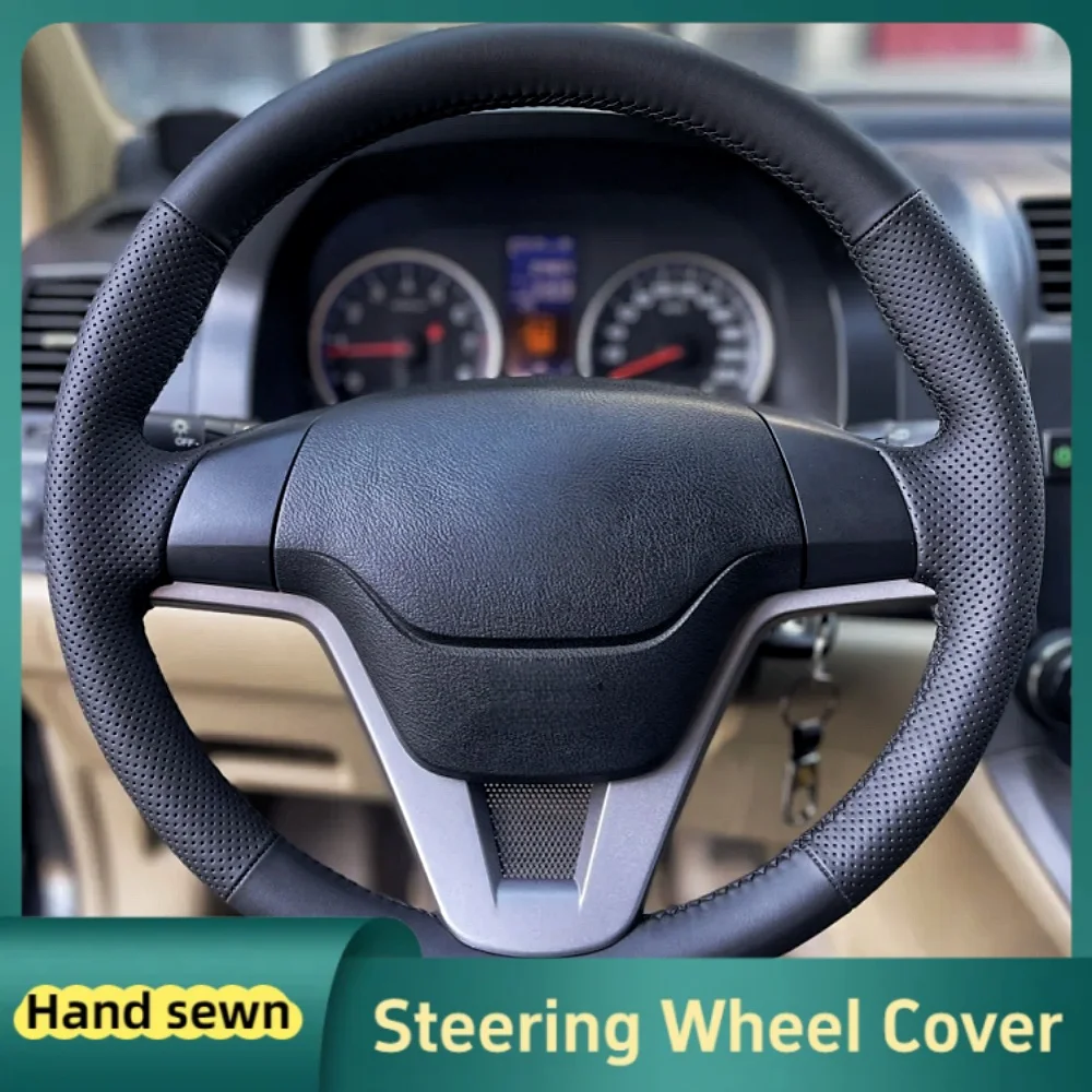 

Пользовательский DIY автомобильный плетеный чехол на руль, сшитый вручную черный кожаный чехол для Honda CR-V CRV 2006-2012 Crossroad 2007, автомобильные аксессуары