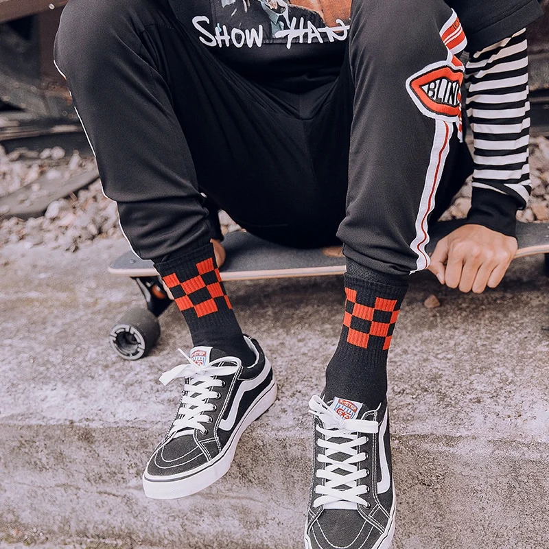 Модные шахматные носки популярные уличные для скейтборда в стиле хип-хоп