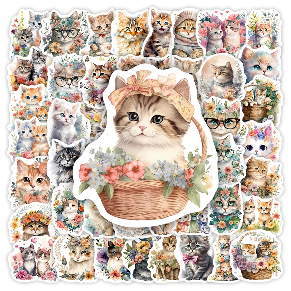 Фото Эстетические наклейки с милым котом и котенком, детские подарочные игрушки «сделай сам», декоративная наклейка для скрапбукинга, журнала, бутылки для багажа, ноутбука, водонепроницаемые №1