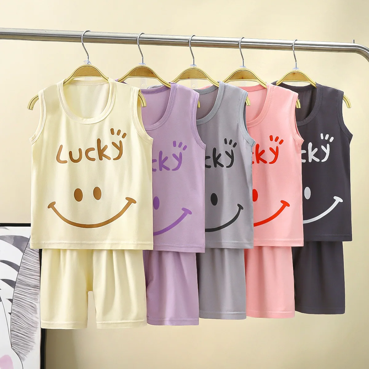 

New Sleeveless Blouse Shorts T-shirt Children Suit Boys Girls Summer Set