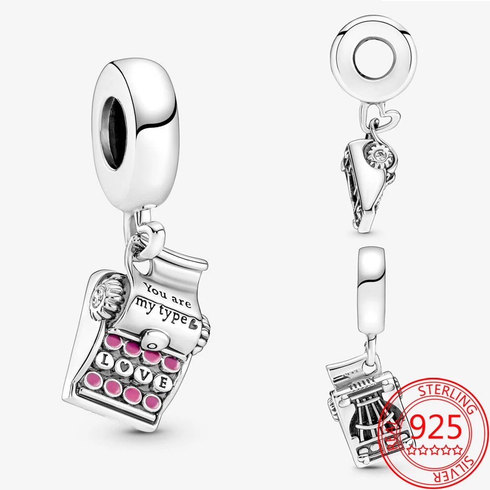 

Подвеска из серебра 925 пробы для браслета Pandora S925 Стерлинговое Серебро с розовой надписью «Love» подвеска «сделай сам» для девушек ювелирные и...