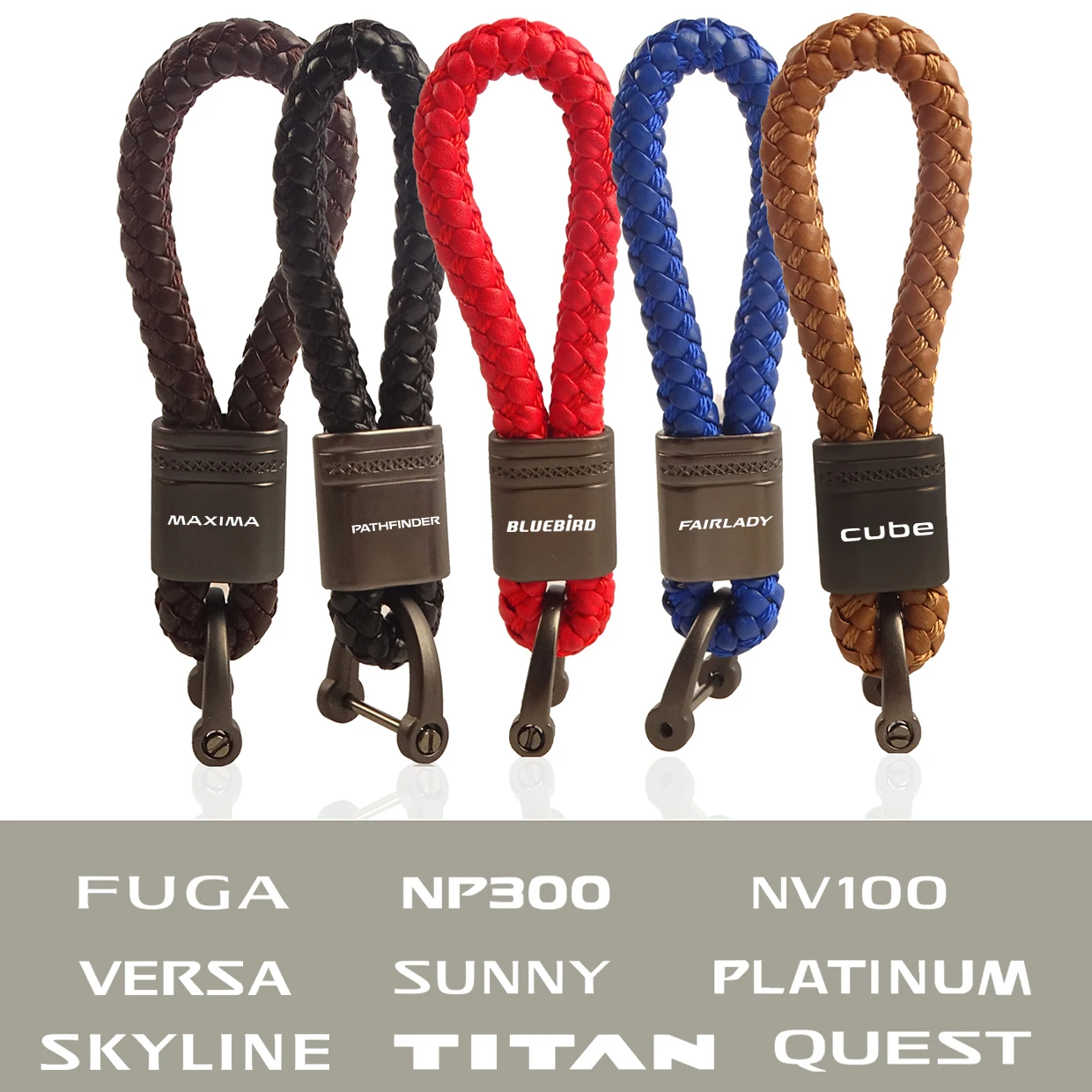 Брелок для ключей автомобиля из металлической кожи и веревки для Nissan Maxima, Bluebird, Fairlady, Cube, Fuga, Versa, Sunny, Platinum, Skyline, NP300, NV100 On.
