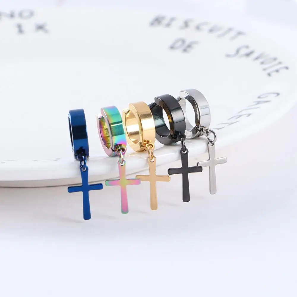 

Hip Hop Punk Women Gothic Elegant Stainless Steel Men Ear Cuff Non-Piercing Earring Cross Clip Earring Fashion Jewelry