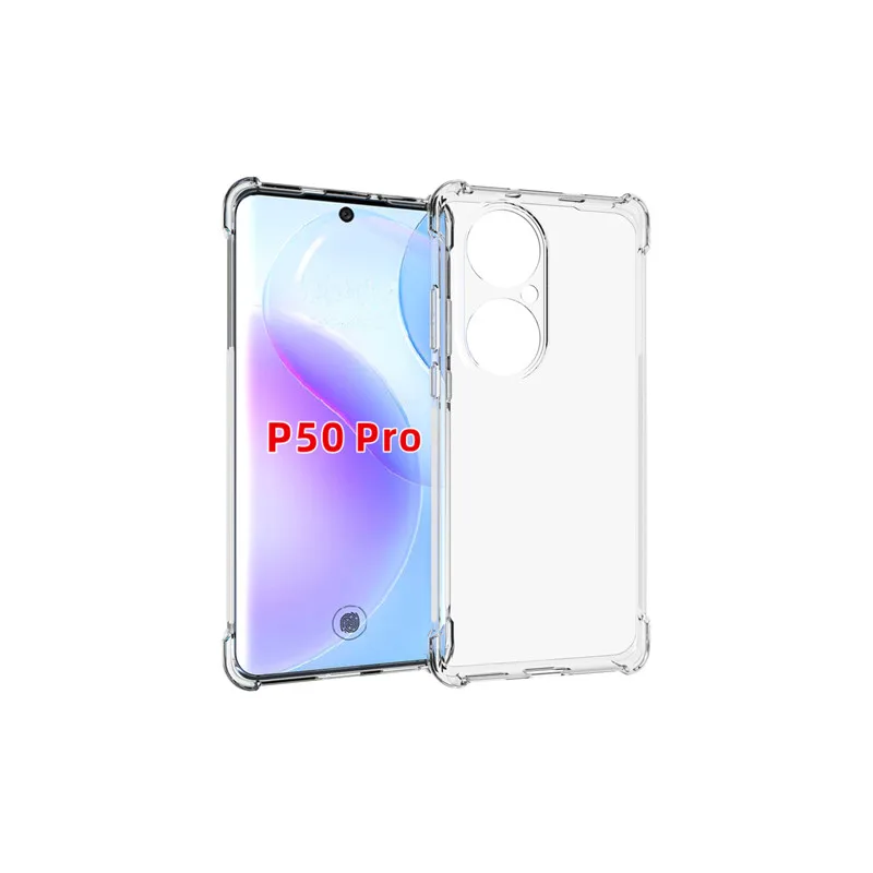 

Прозрачный полноразмерный чехол из ТПУ для Huawei P50 Pro, противоударный мягкий силиконовый защитный чехол с четырьмя углами