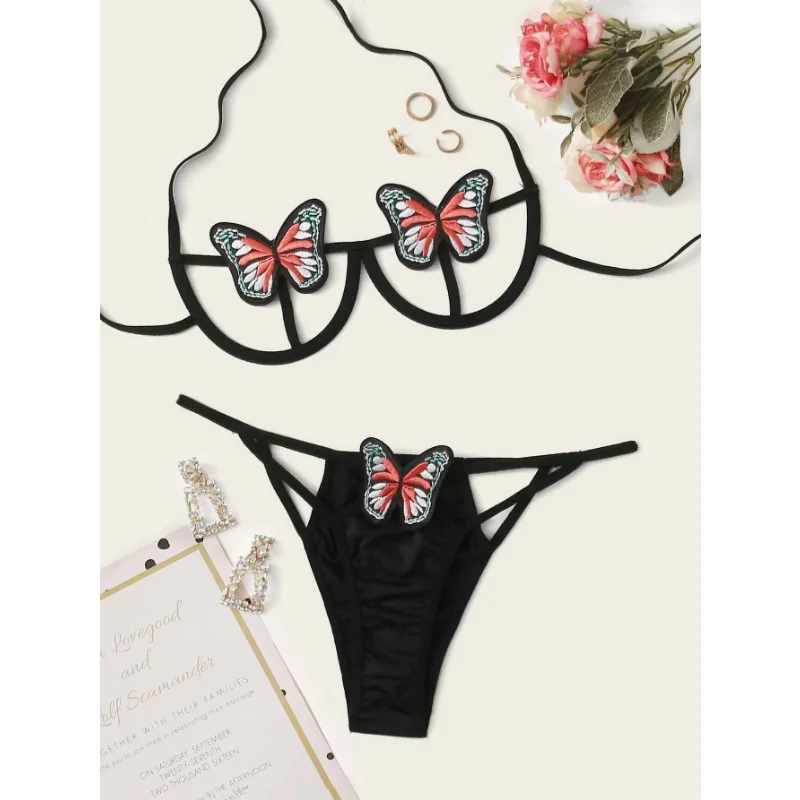 Pajamas Imitation Silk Home Clothes Butterfly Sexy Cute Women's Underwear Home Two-piece Set Luxury Designer Clothing Women