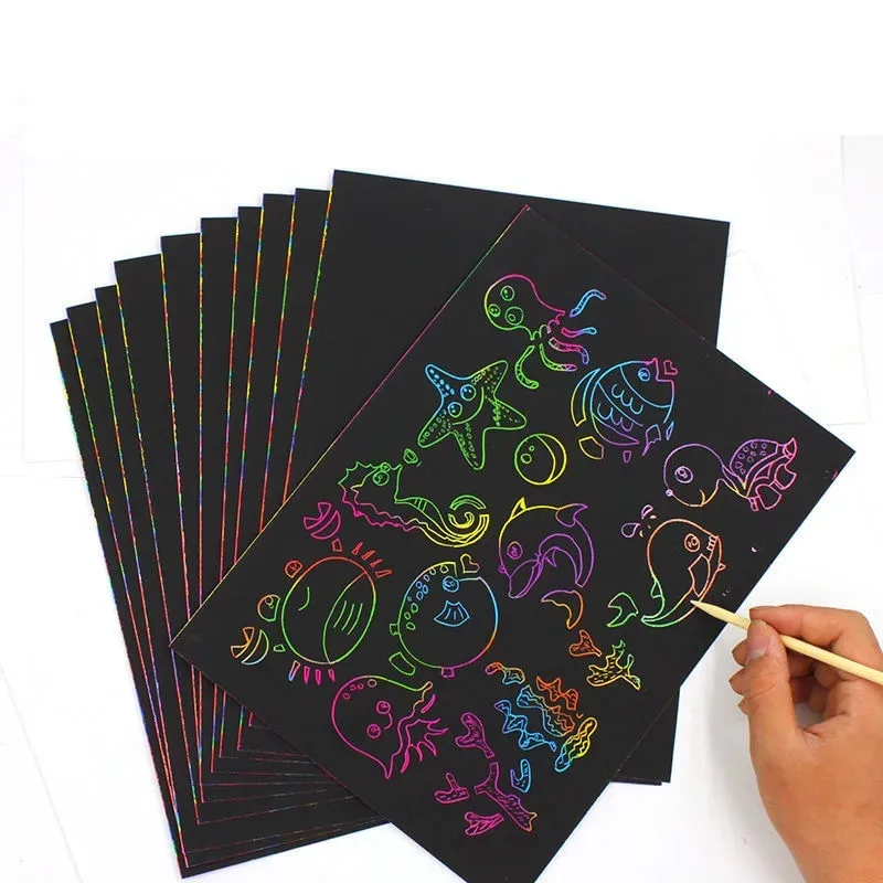 

Drawing Toy A4 Magic Colorful Drawing Board Paper Painting Scraping Children Kids Learning Education Painting Doodle Scratch Toy