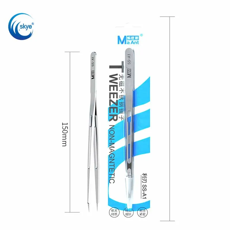 MaAnt SS-A SS-A1 Precision Tweezers Hand Polish Flying Wire Non-magnetic Stainless Steel for Mobile Phone Computer Repair tool